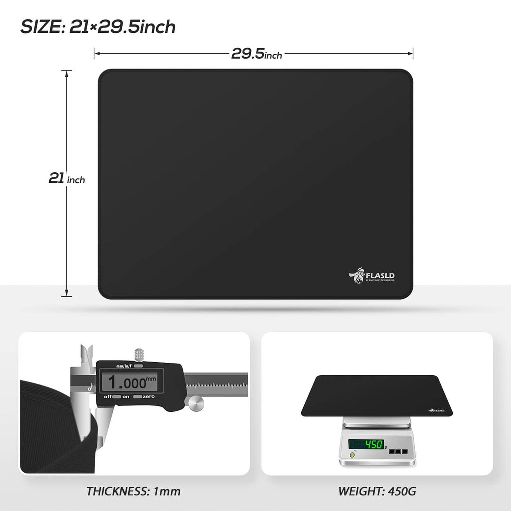 Black stove top cover, 21×29.5 in, 1 mm thick, 450 g weight