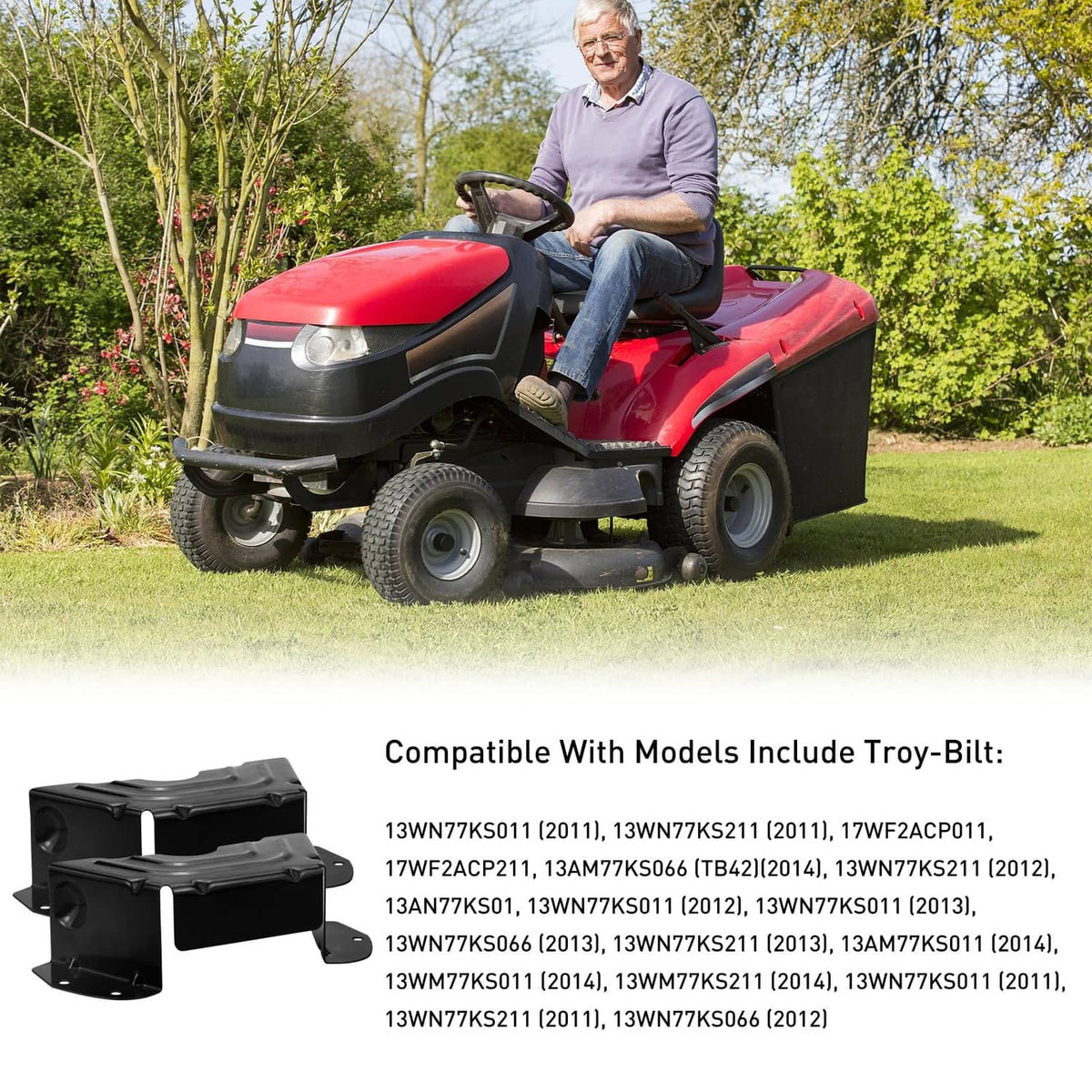 Black deck pulley belt guard covers shown on a riding lawn mower deck