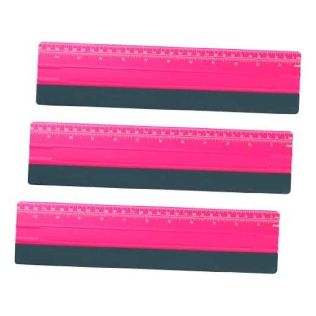 Pink 2-in-1 felt squeegee with straight ruler edge for smoothing vinyl