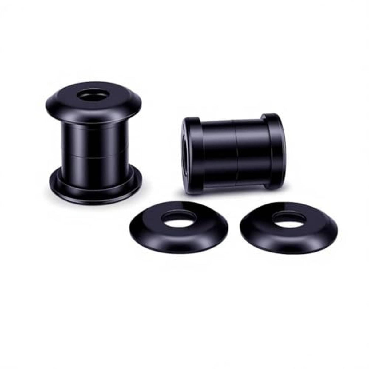 Black polyurethane handlebar riser bushings set with two tubes and two washers