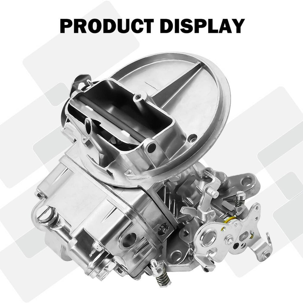 2-barrel carburetor angled side view with chrome air horn and mounting provisions
