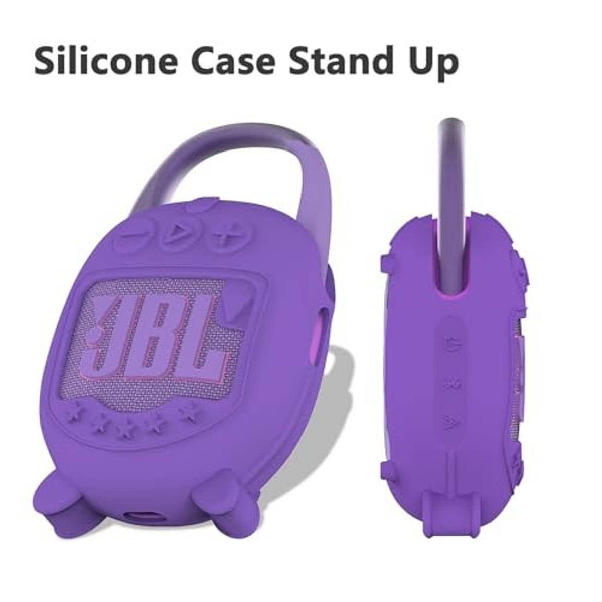 Purple silicone case stand-up design with carry handle and rear vertical openings
