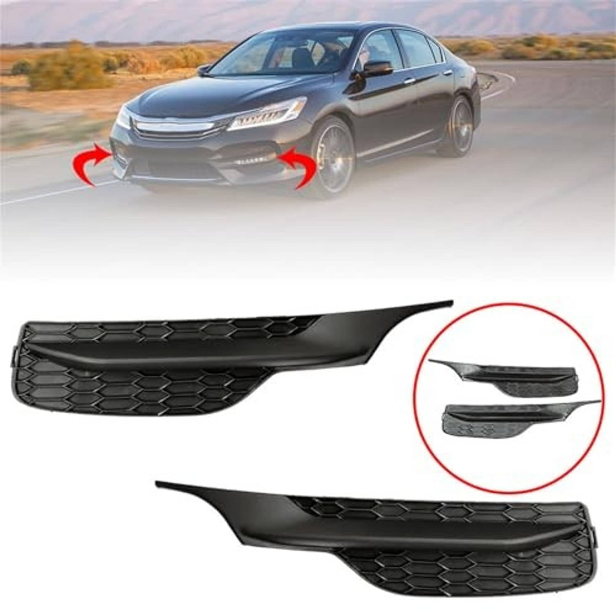 Textured black fog light cover pair, left and right grille inserts