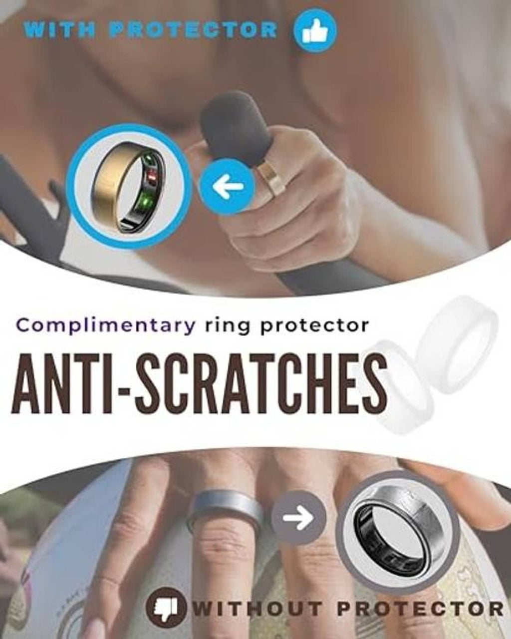 Wireless charging case with included ring protector for scratch protection