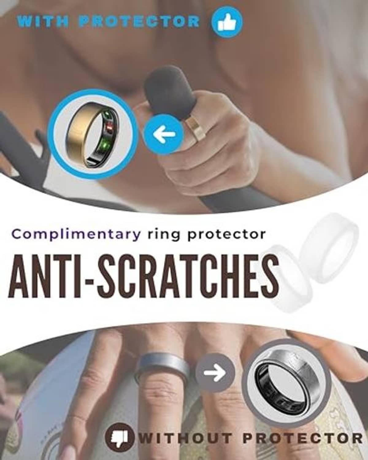Wireless charging case with included ring protector for scratch protection
