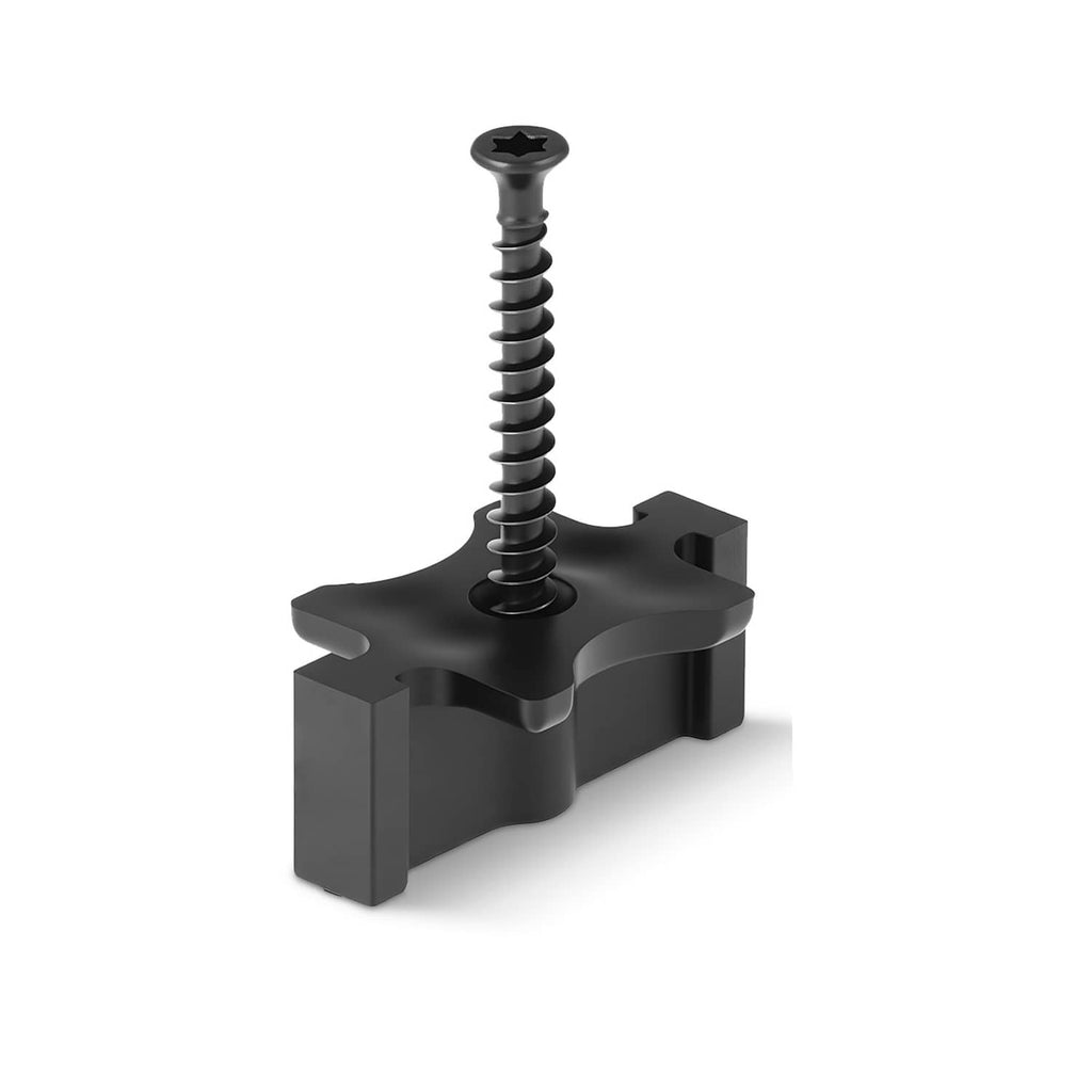 Universal black T-clip deck fastener with threaded screw and star drive head
