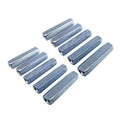Set of zinc-plated rod coupling nuts with internal threads, hex-head style, 10-pack