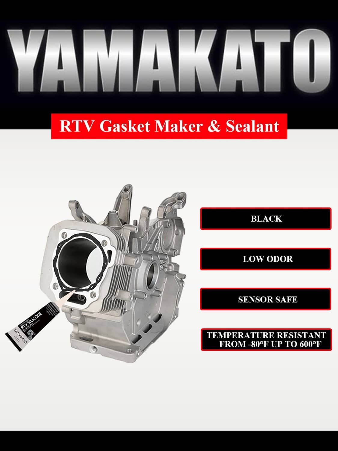YAMAKATO RTV gasket maker & sealant kit with black silicone tube