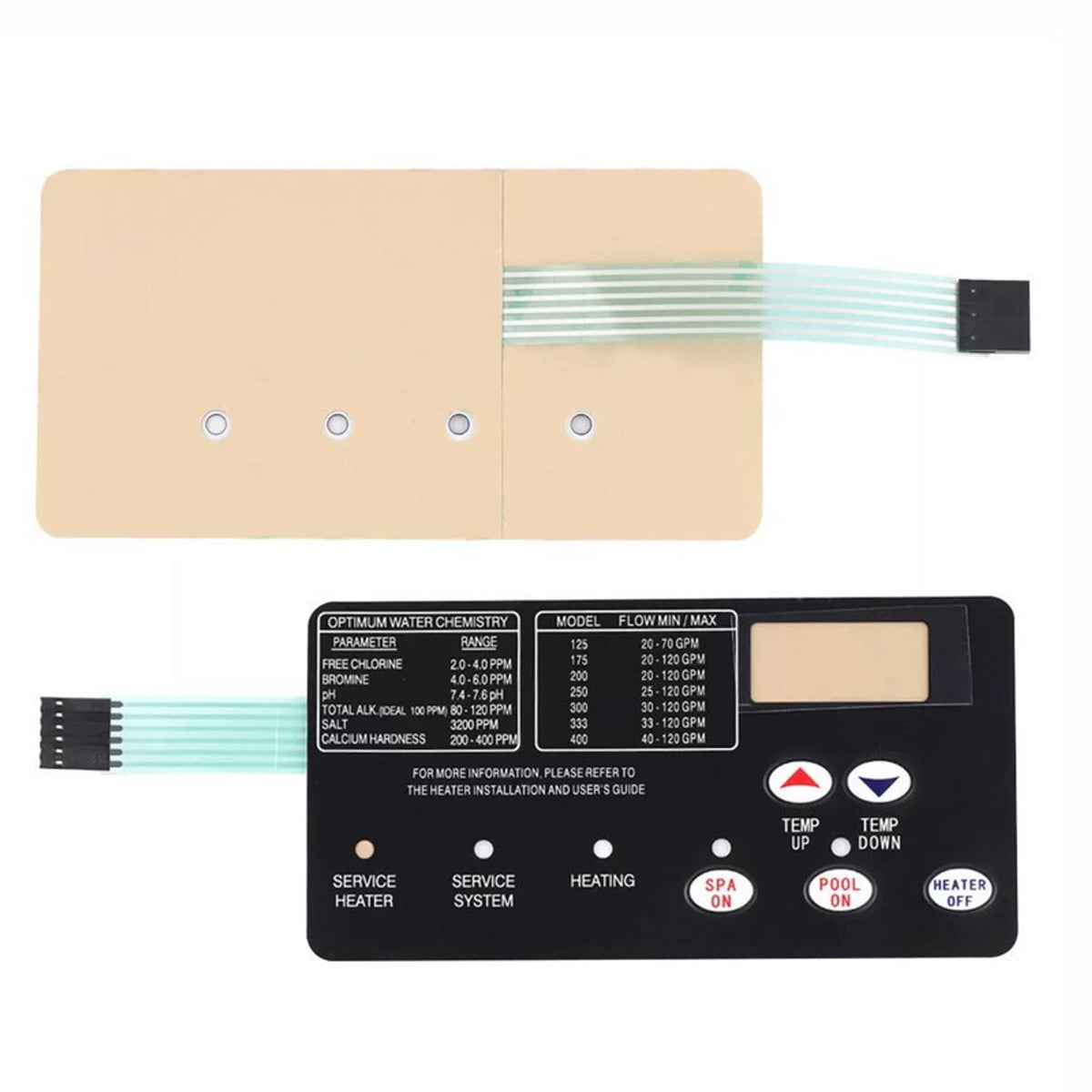 Pentair membrane switch pad with adhesive backing and ribbon cable plus control panel