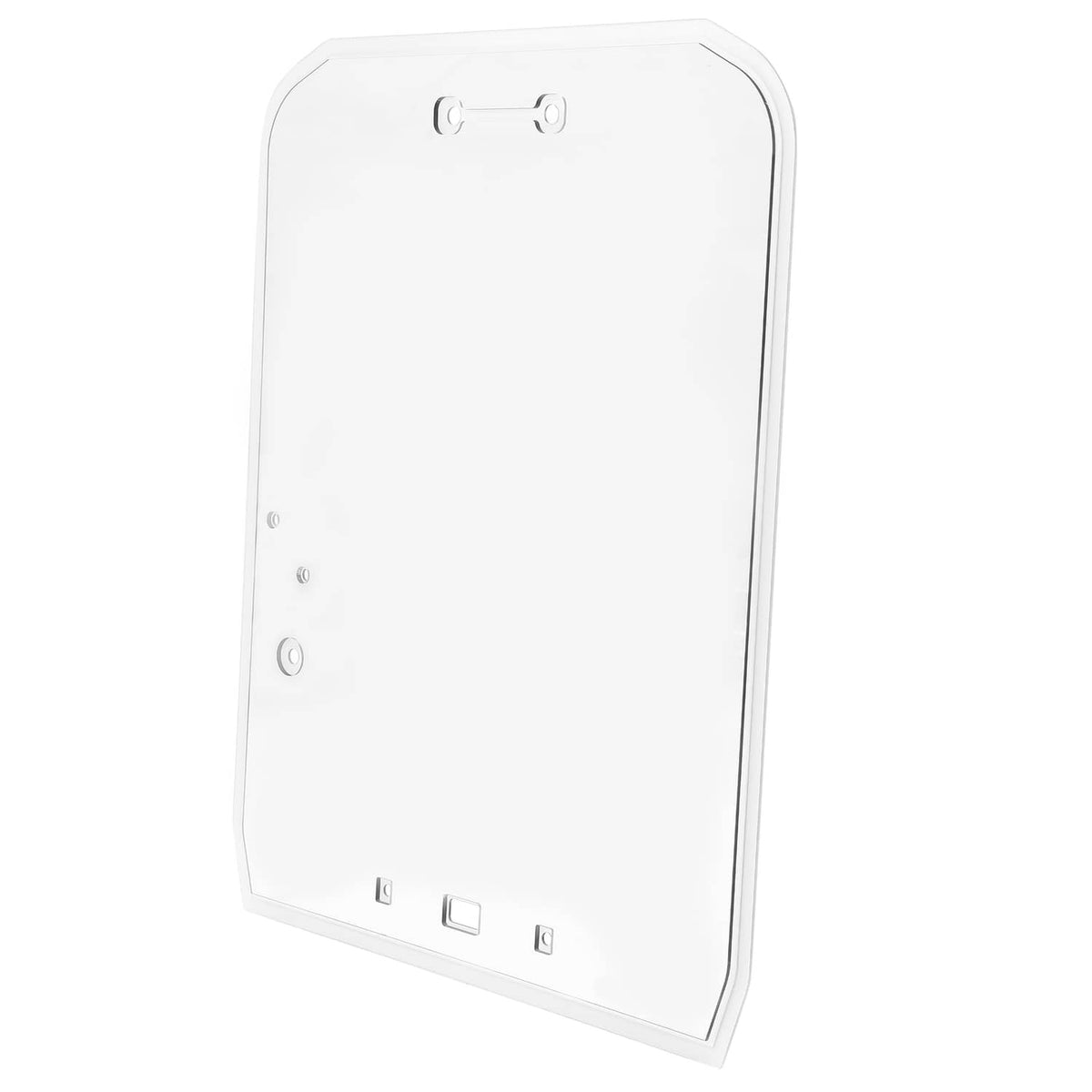 Door glass window panel with white frame and four bottom mounting points