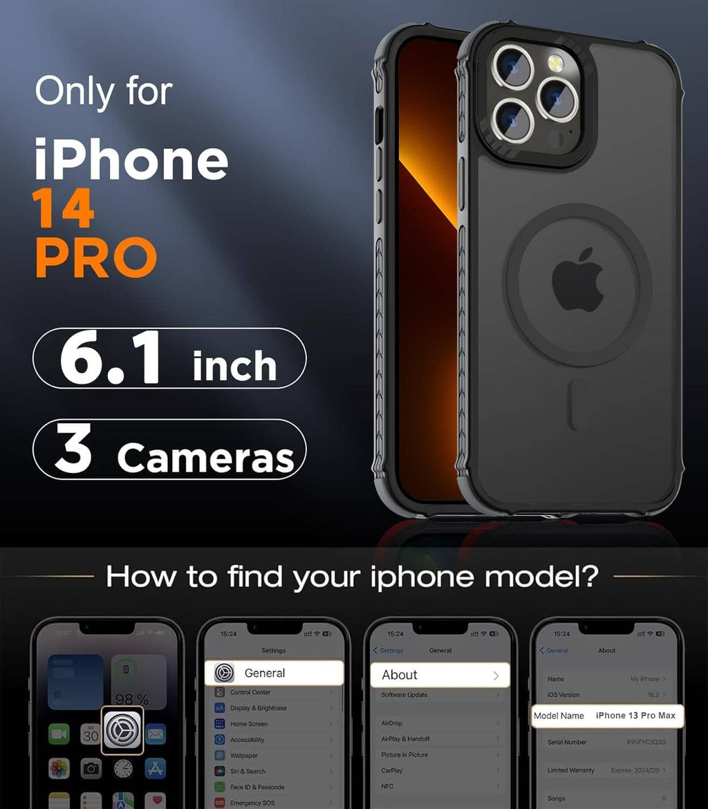 Black rugged case for iPhone with MagSafe ring and raised edges around camera