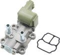 Idle air control valve with metal body, light beige plastic housing, and mounting ports
