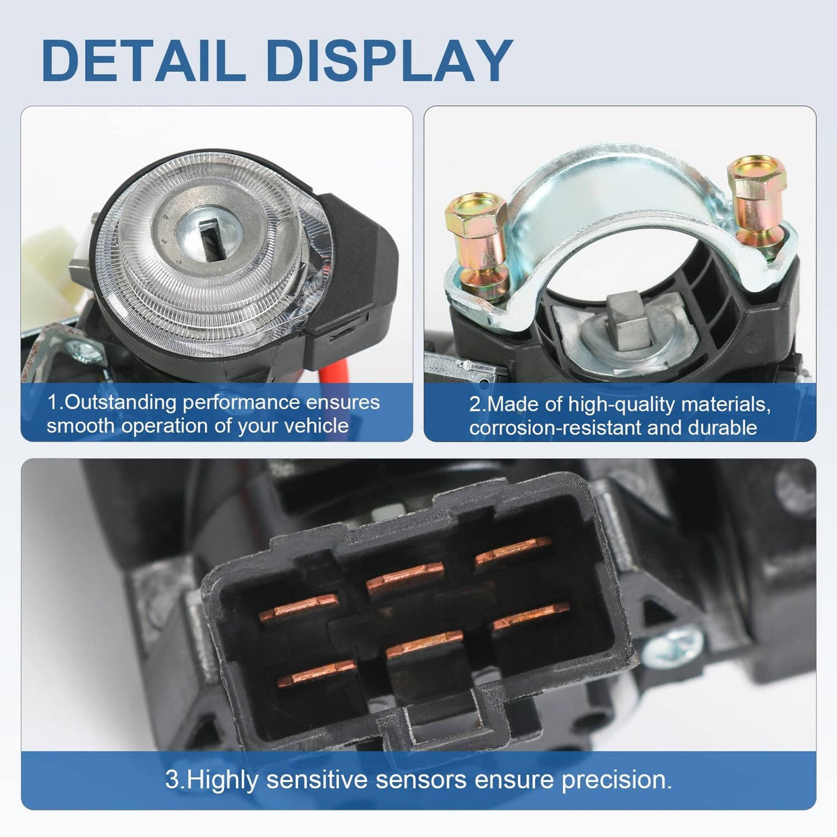 Ignition lock cylinder housing detail with key insert and electrical connector ports