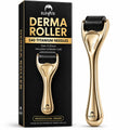 Gold 540 titanium needle derma roller beside black storage box