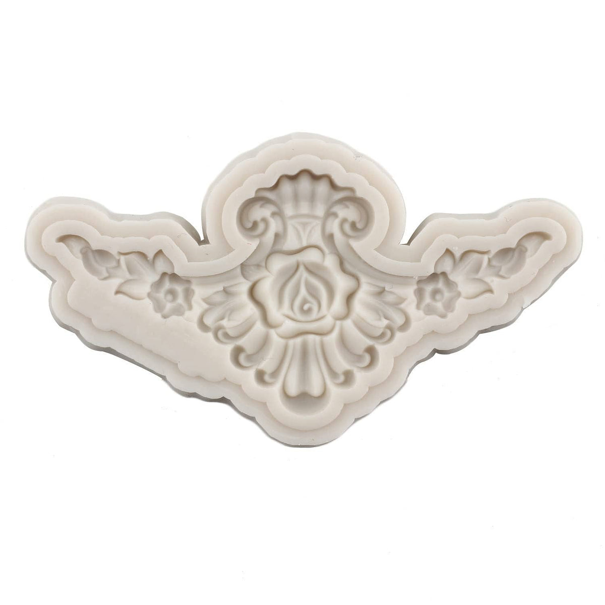 Baroque rose and wings lace silicone mold with decorative center medallion