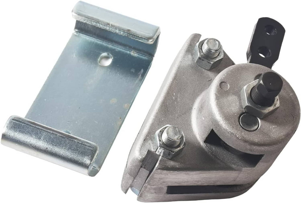 Metal brake caliper with mounting bracket and bolt hardware for cable brake setup