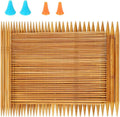 Bamboo double-pointed knitting needles set with storage organizer and blue/orange end caps