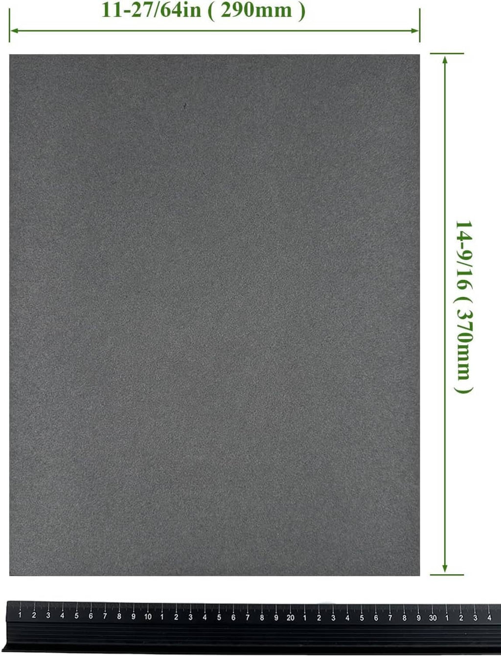 Rectangular dark gray gasket paper sheet with straight edges and uniform surface