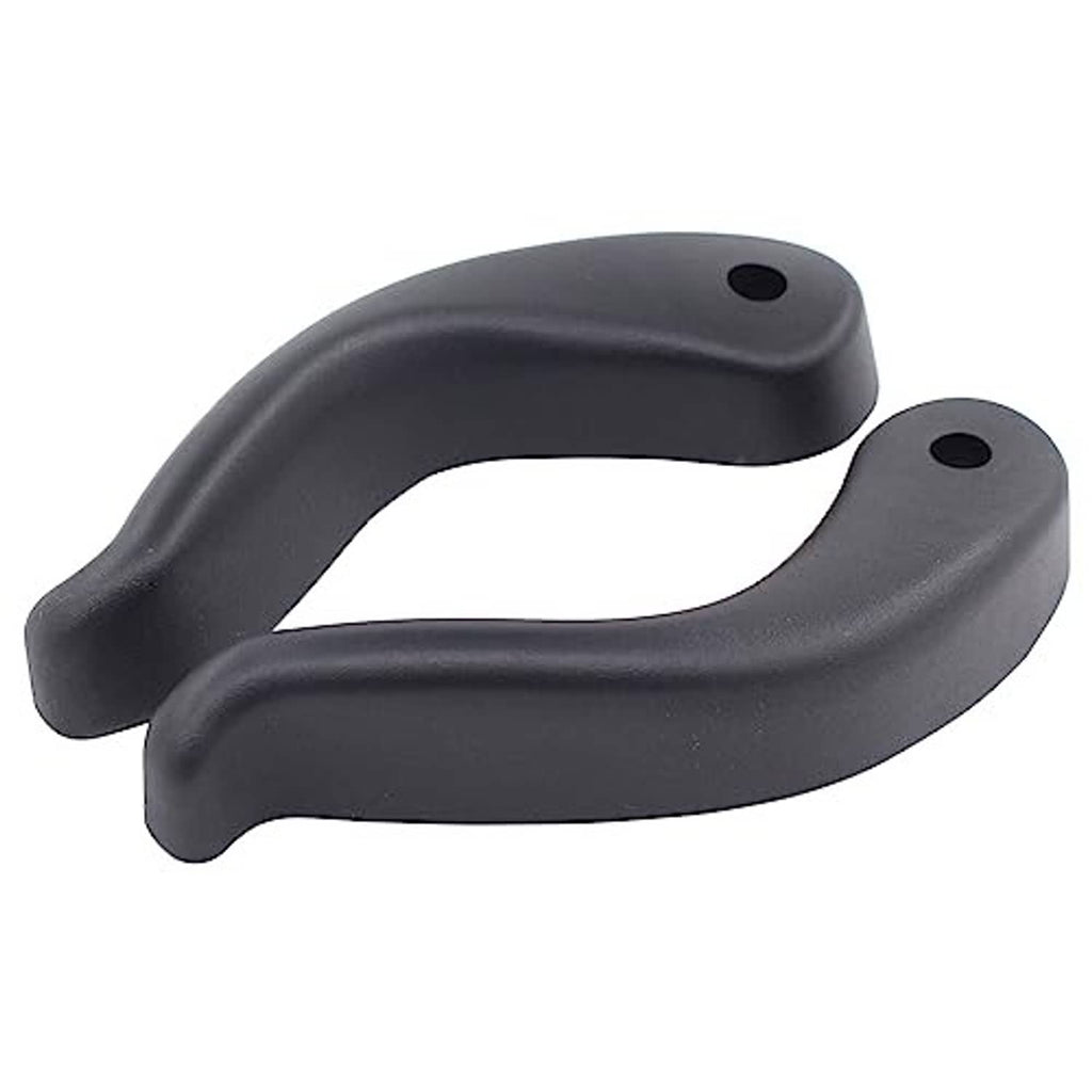Black seat adjustment lever handle pair, curved grips with two mounting holes