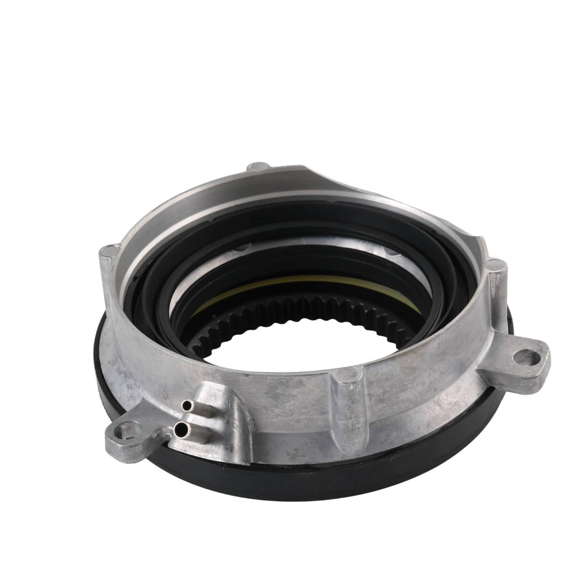 Single 4WD locking hub axle actuator with silver housing and black rubber seal