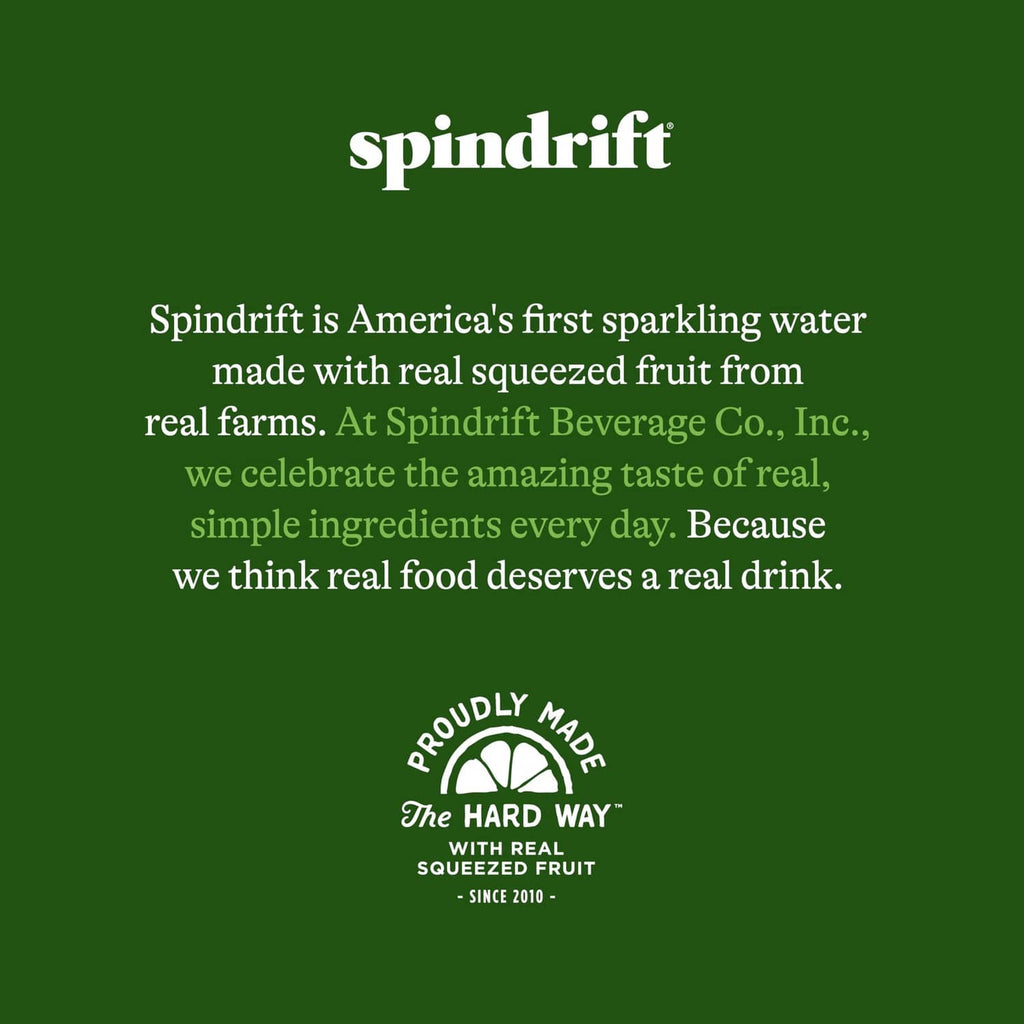 Spindrift brand information card about real squeezed fruit and the hard way