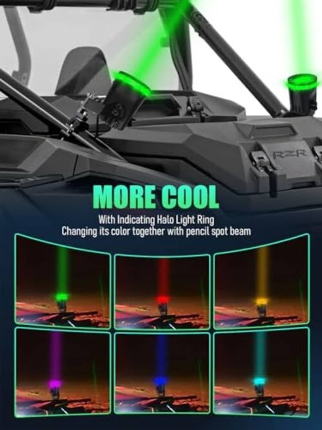 Black laser whip light projecting green beam with multicolor chasing RGB effects