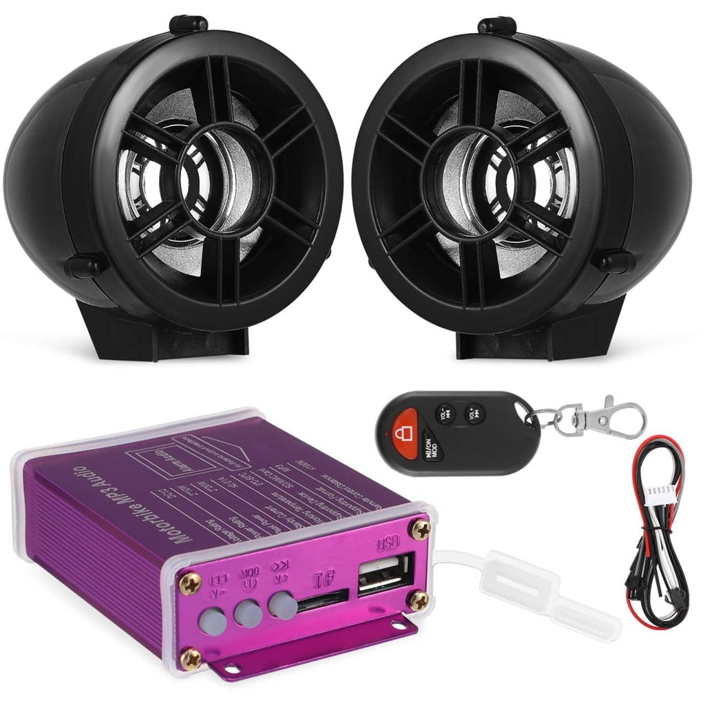 Pair of black motorcycle speakers for wireless MP3 audio system