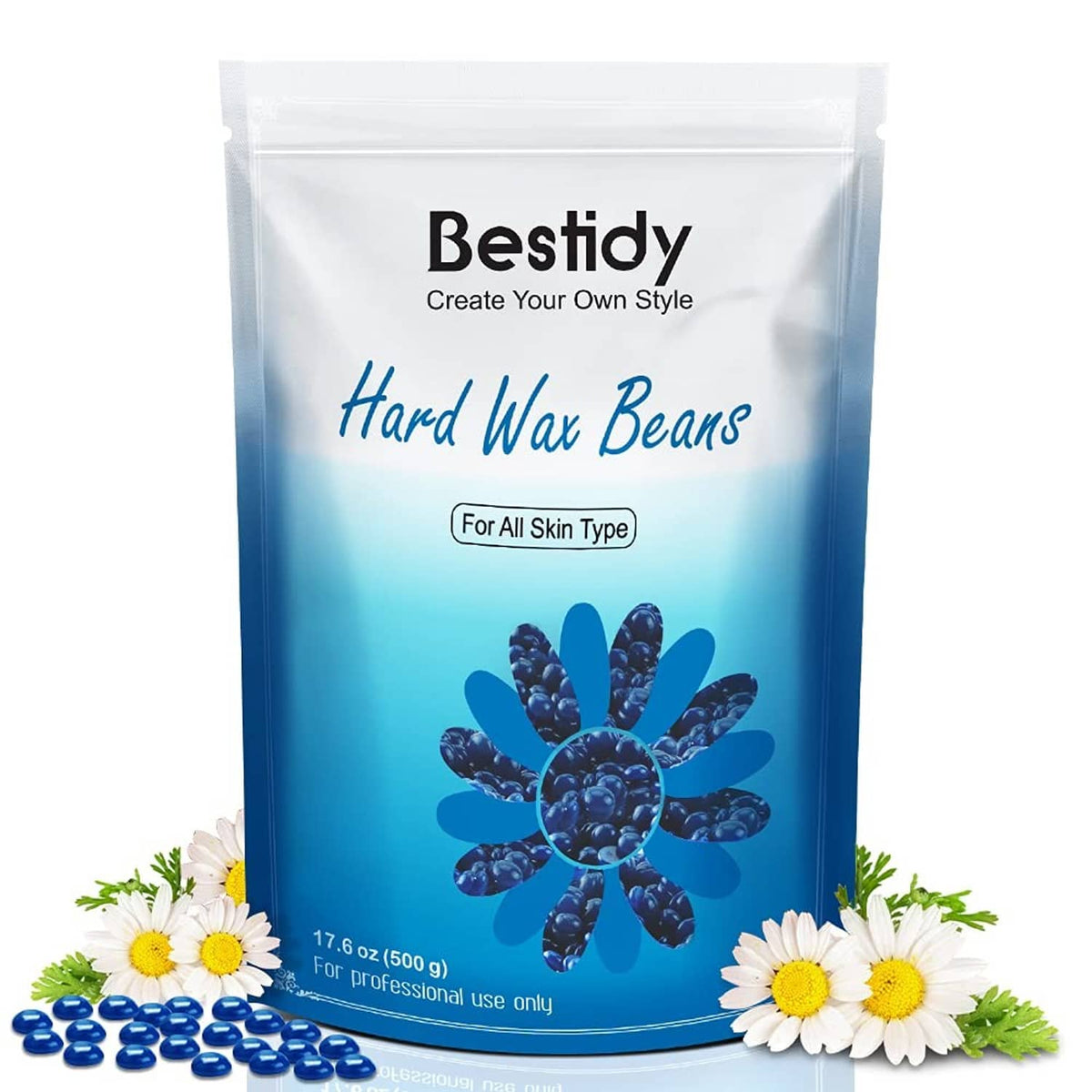 Bestidy blue hard wax beans in resealable pouch, 17.6 oz