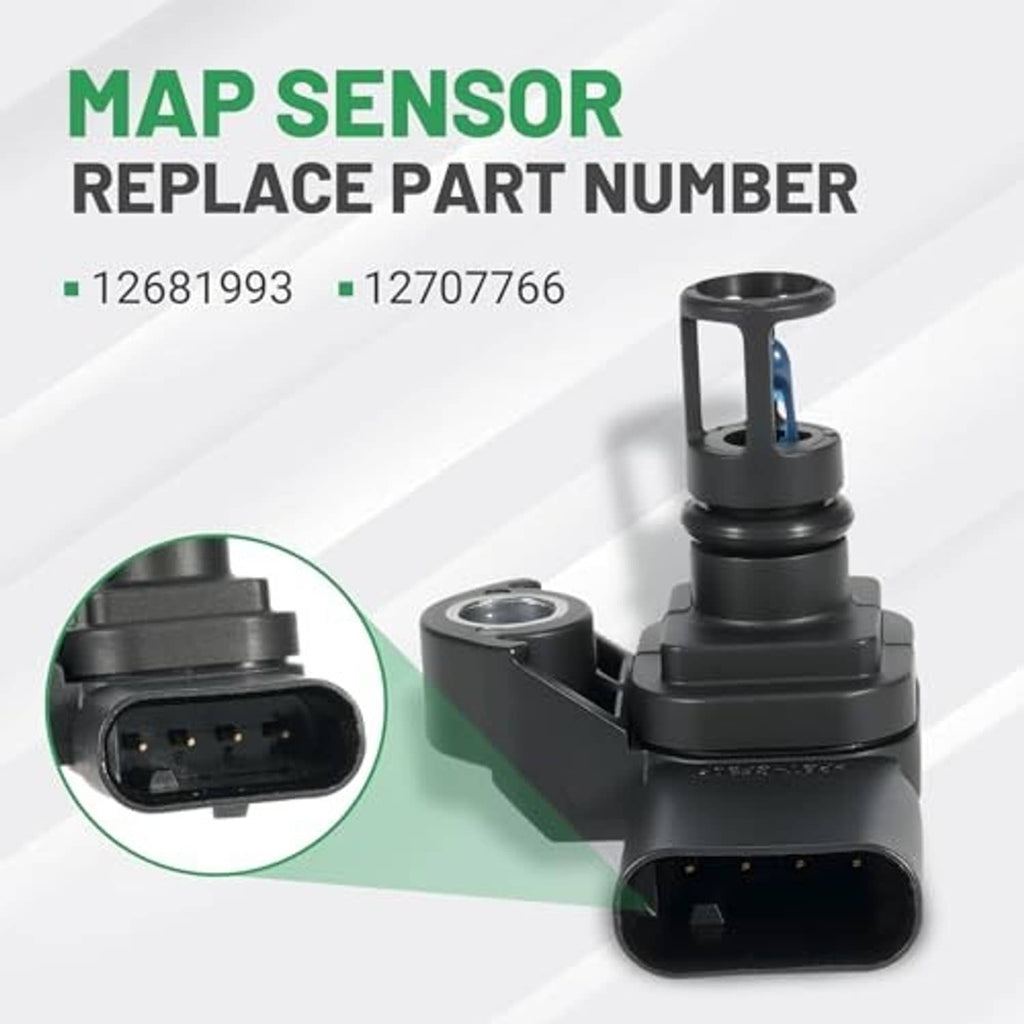 Black MAP sensor with spacer, visible mounting hole and electrical connector