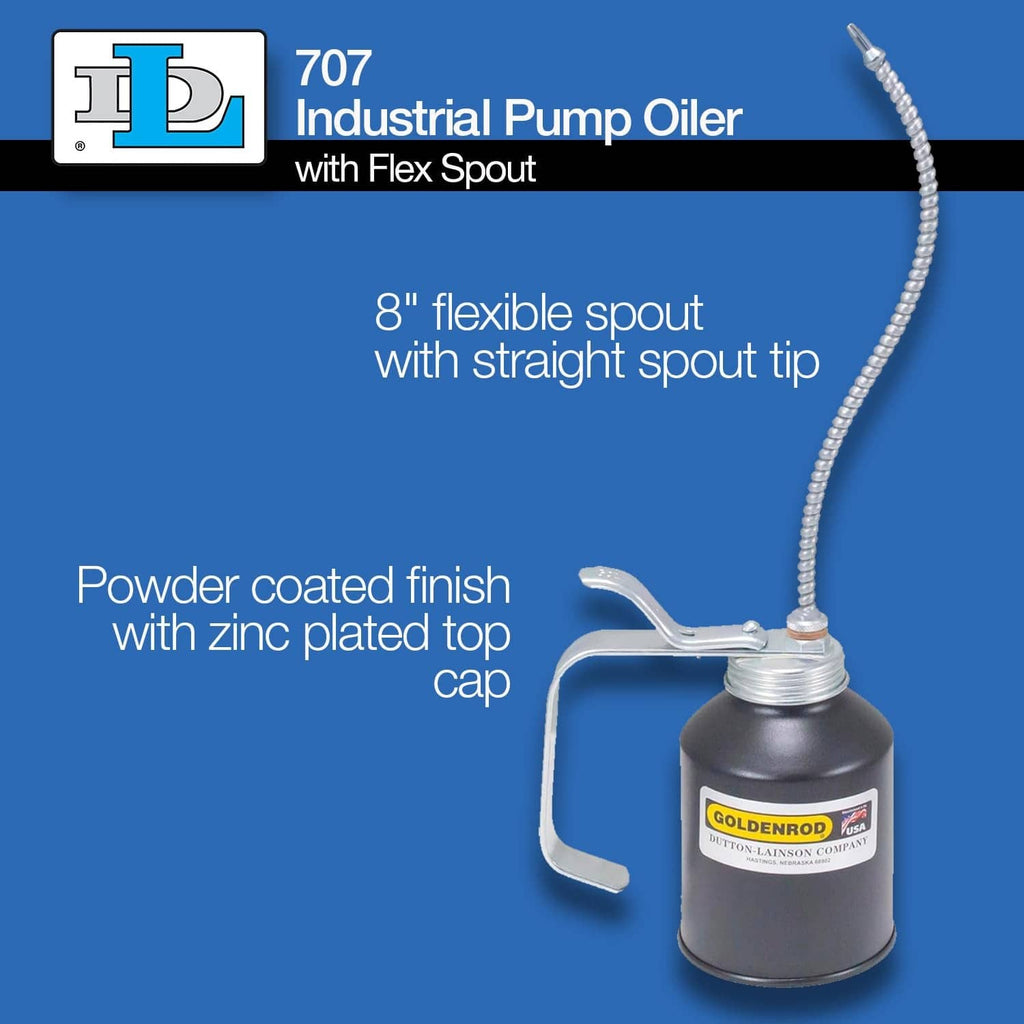 Black pump oiler with 8 in flexible spout and straight metal tip