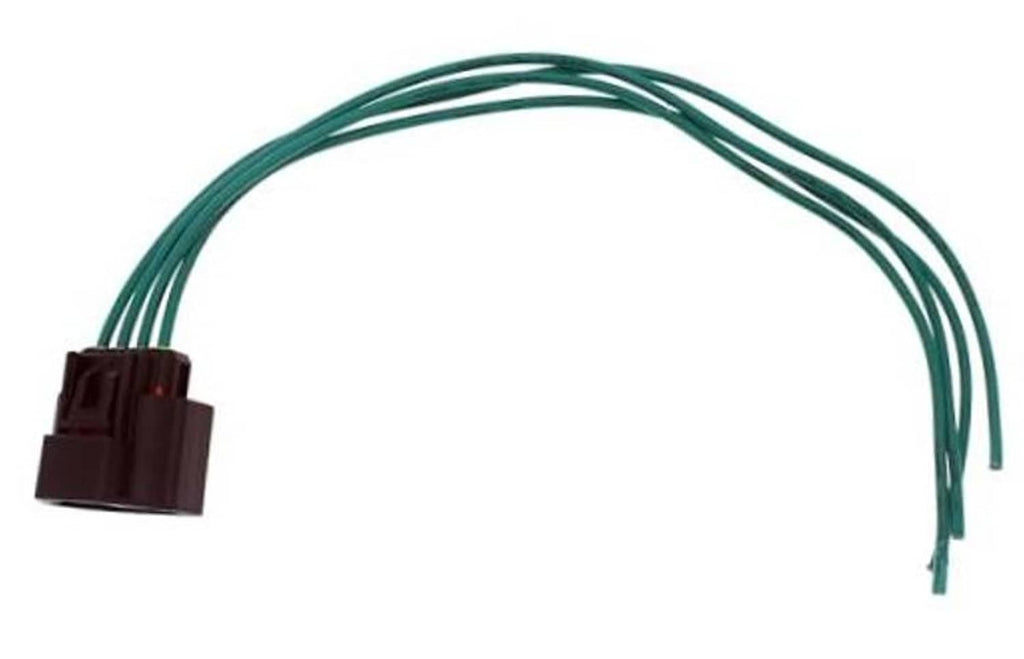 Throttle body wiring connector with green wire leads and brown plug