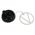 Chainsaw oil cap assembly with black cap and clear retainer disc