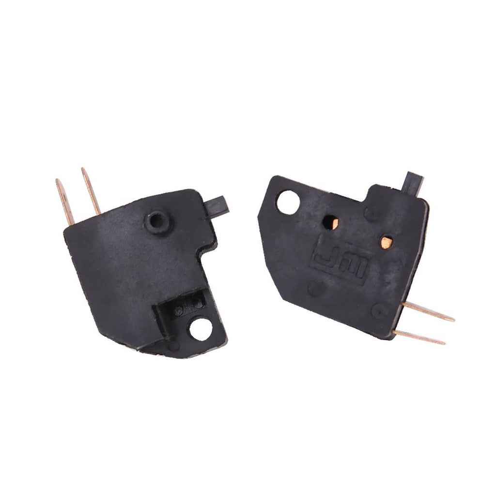 Brake light stop switch with black body, copper spade terminals, and small contact details