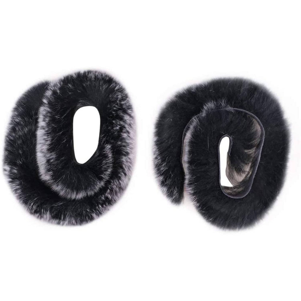 Two dark oval fur dampener sleeves showing loop openings for bowstring