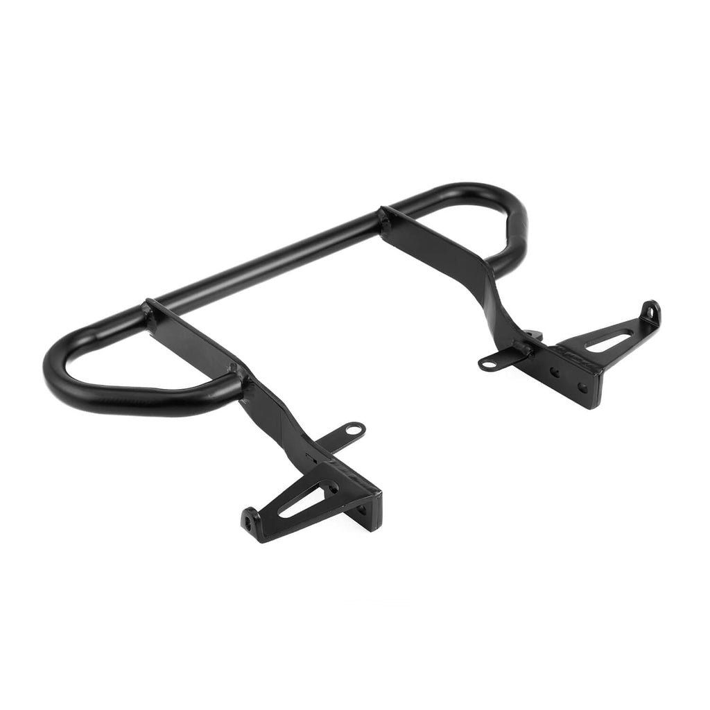 Black rear bumper rack with grab bar and rear mounting plate