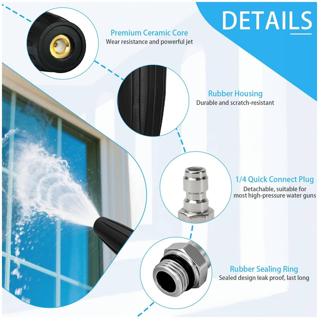Turbo nozzle tip detail: rubber housing, quick-connect plug, and sealing ring