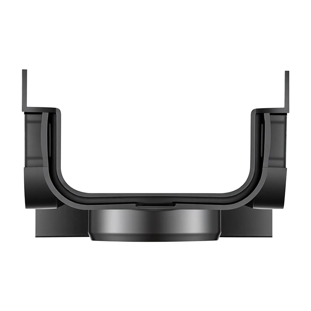 Black linear drainage channel with slotted grate and curved end outlets