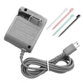 Gray AC power adapter with US plug and coiled cable for DS Lite charging