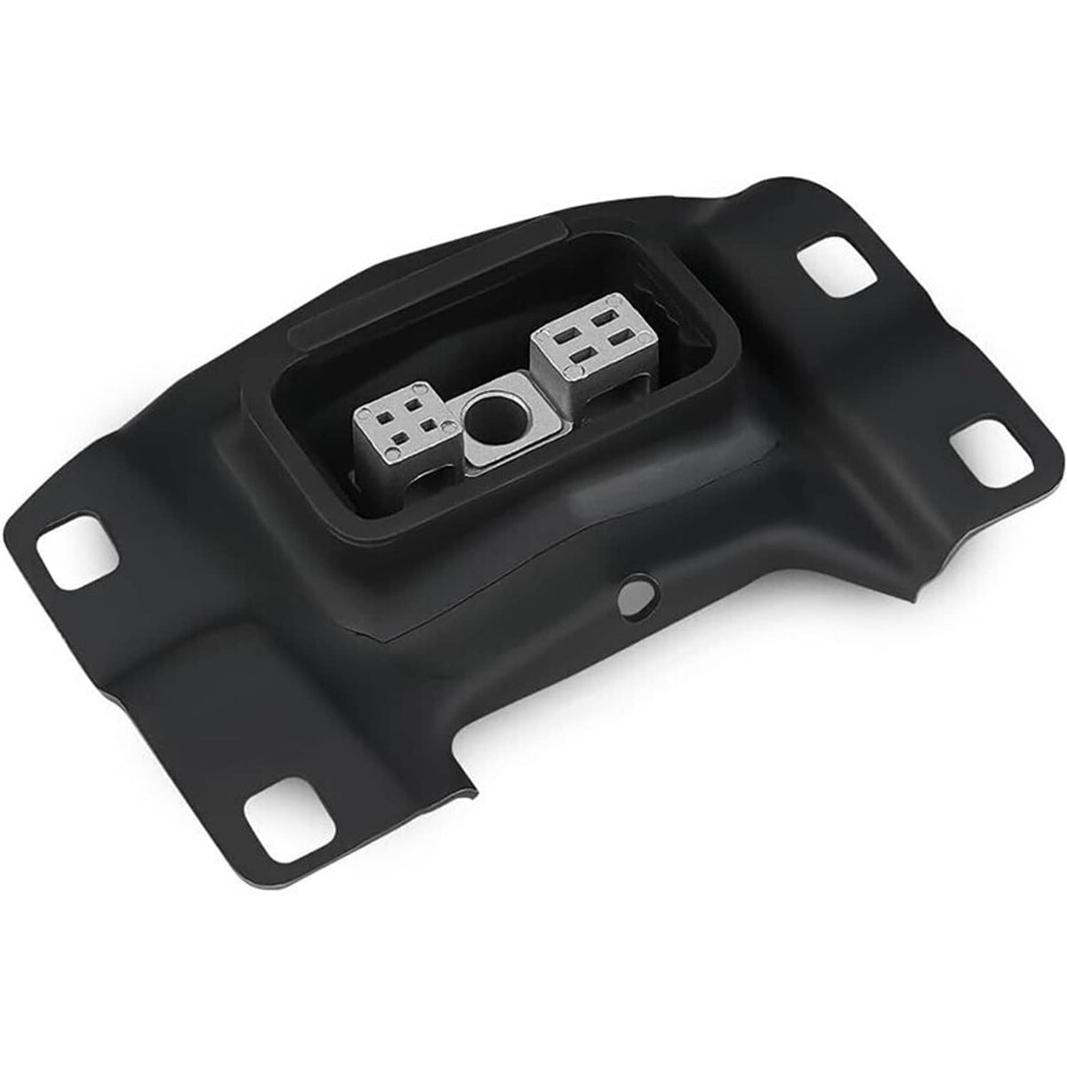 Black engine and transmission mount set with metal mounting blocks and bolts