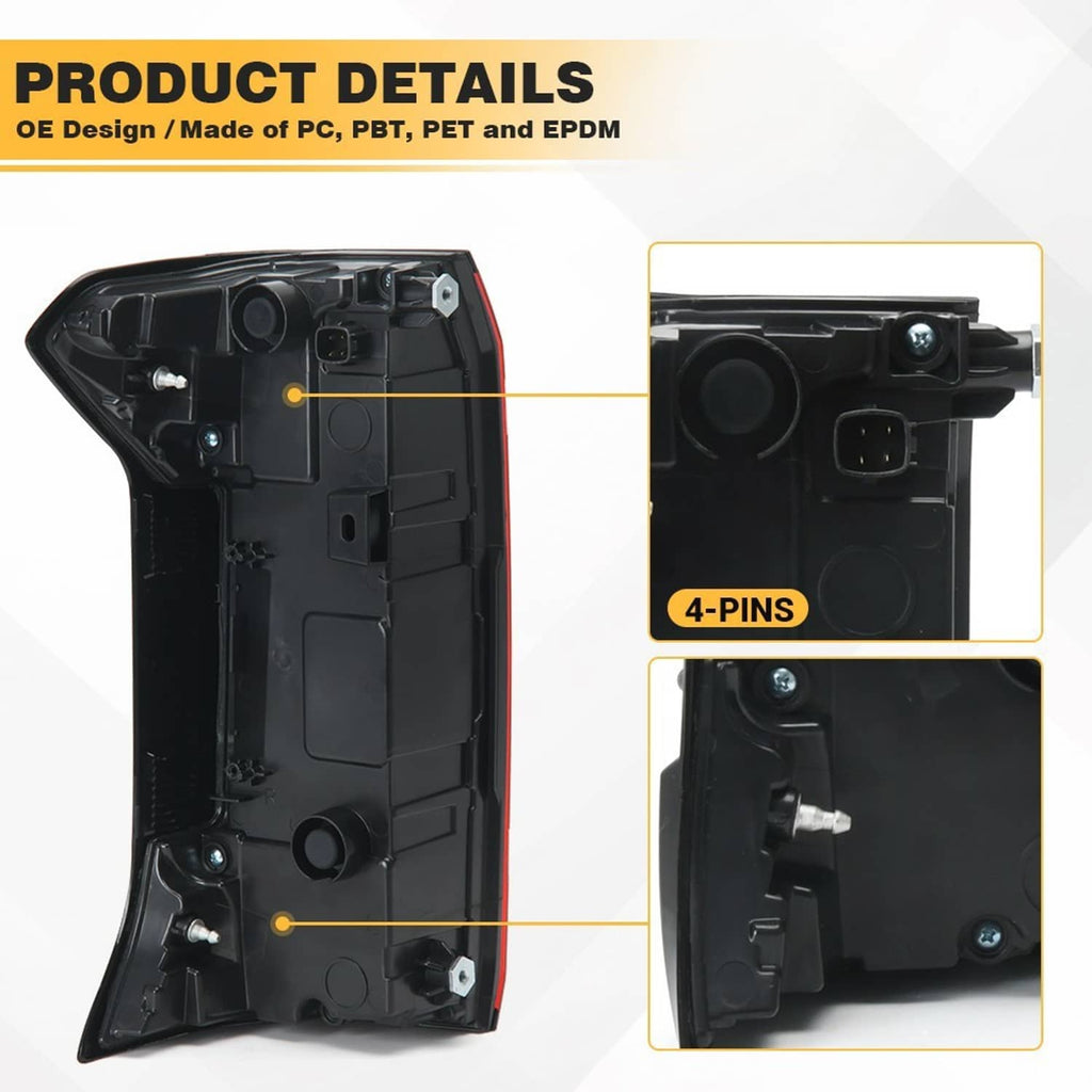 Car tail light housing assembly, black plastic with 4-pin connector detail