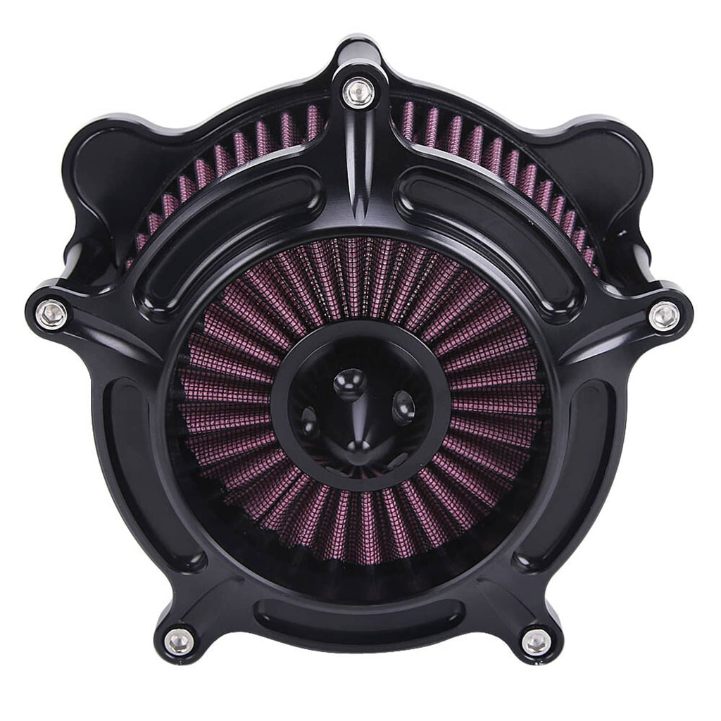 Black air cleaner intake filter with dual round pleated cone filters