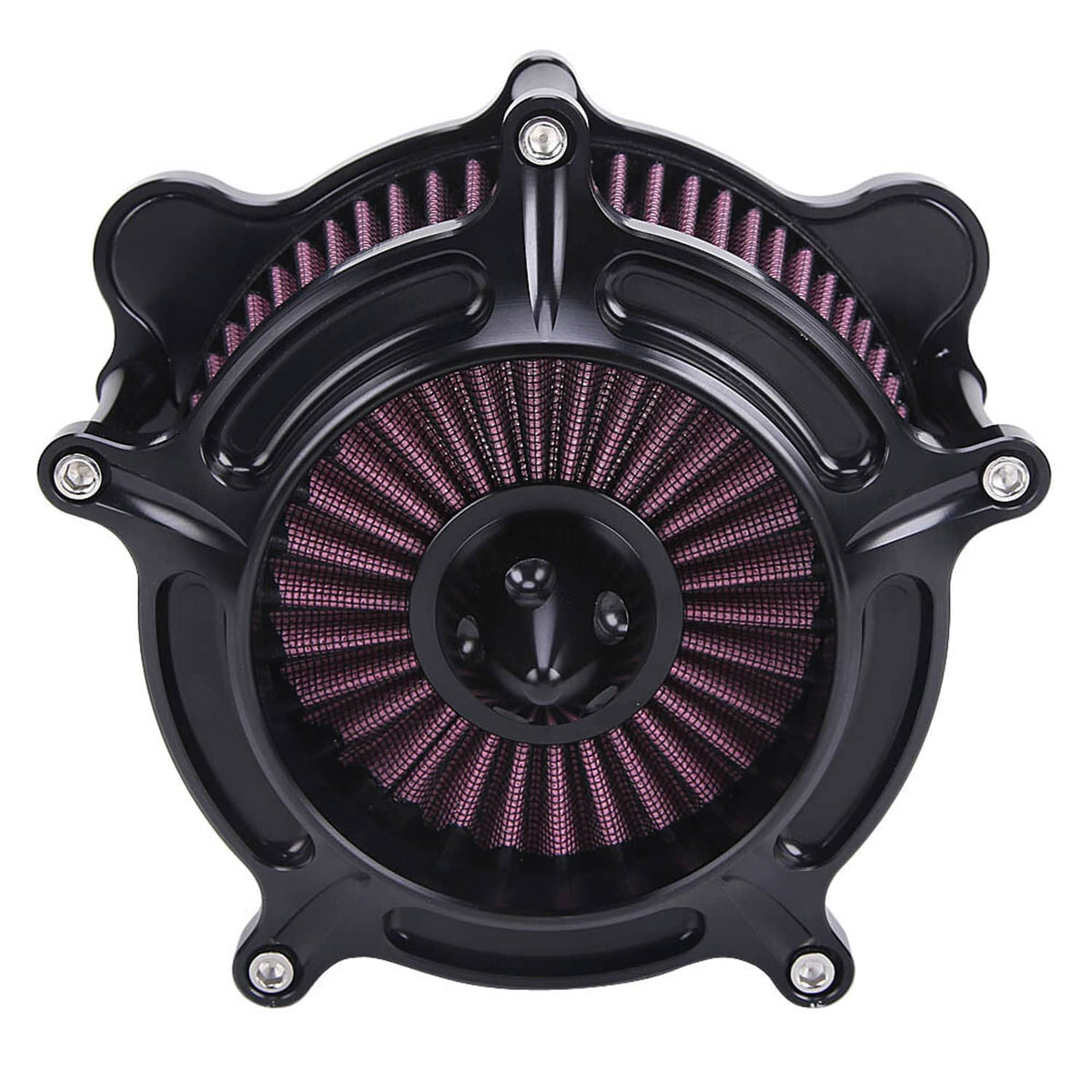 Black air cleaner intake filter with dual round pleated cone filters