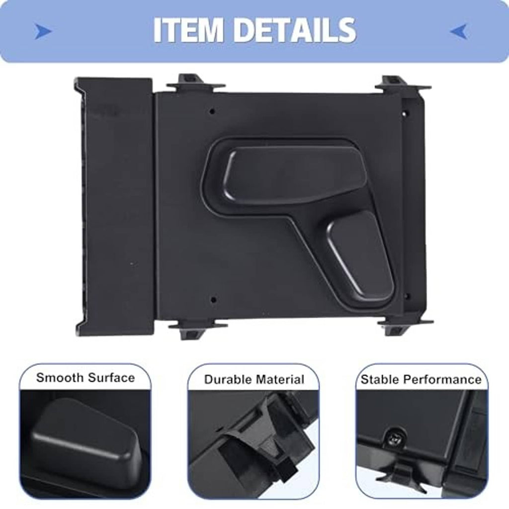 Black power seat switch housing with molded control lever and smooth surface