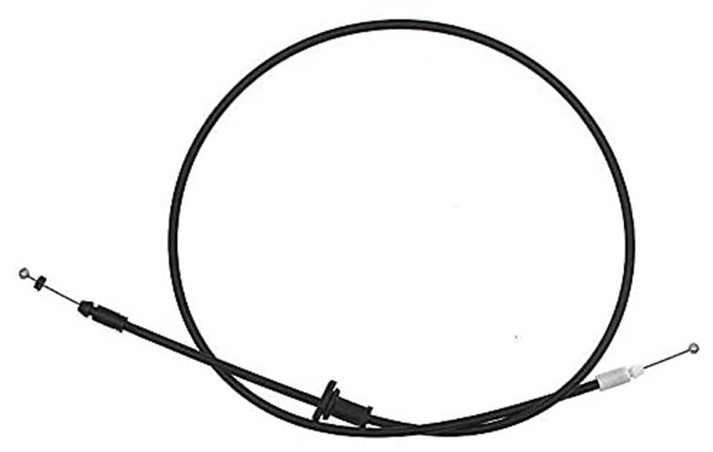 Hood release cable with black housing and white connector ends
