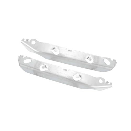 Front bumper mounting support brackets pair, silver metal with cutouts and bolt holes