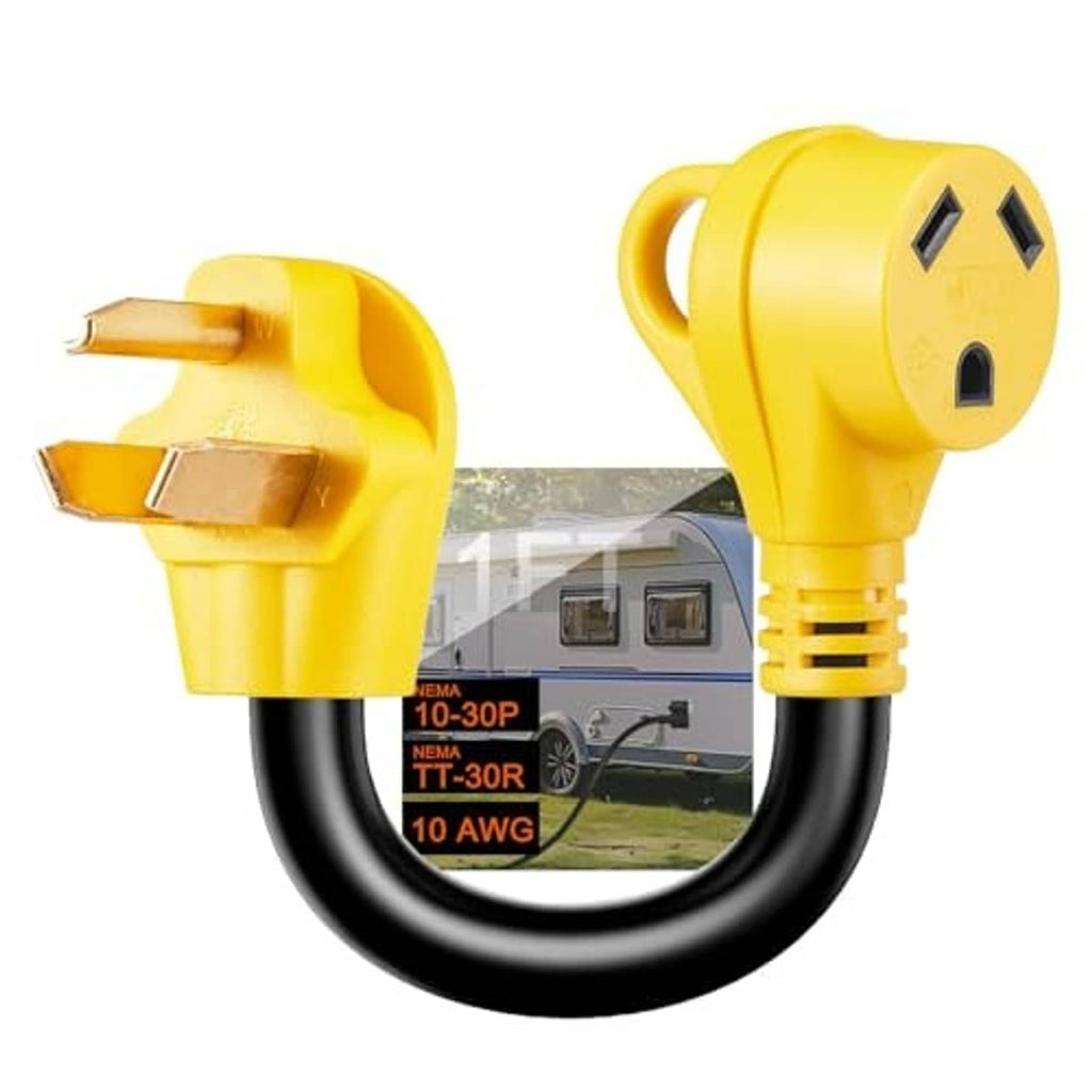 AC power adapter cord with yellow 3-prong plug ends and black 10AWG cable