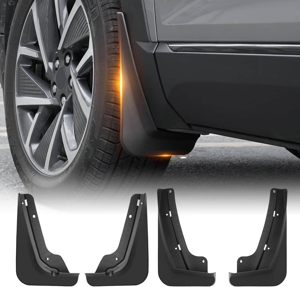Set of black rear mud flaps with mounting brackets
