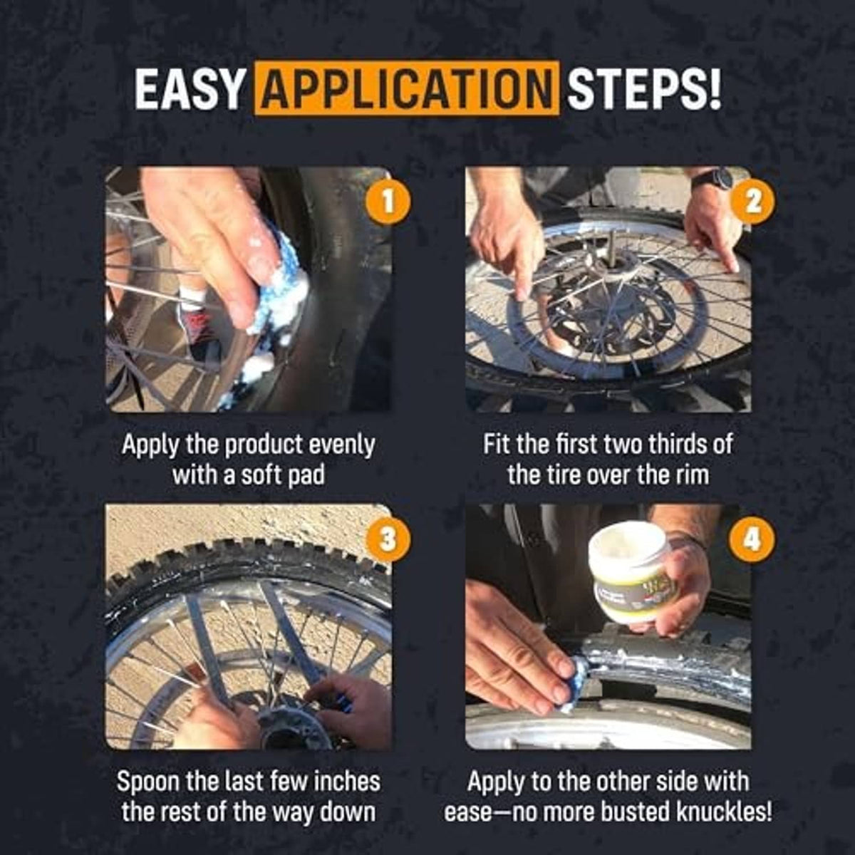 Tire changing soap applied to a bicycle tire with a blue sponge