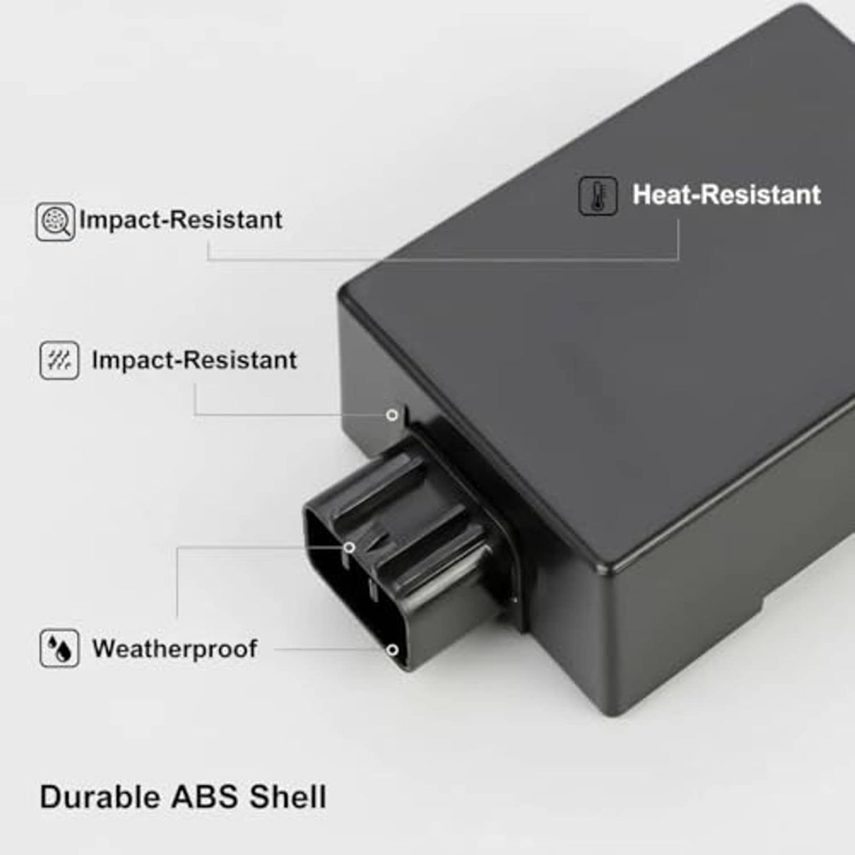 Durable CDI ignition box with side plug connector, dark gray housing