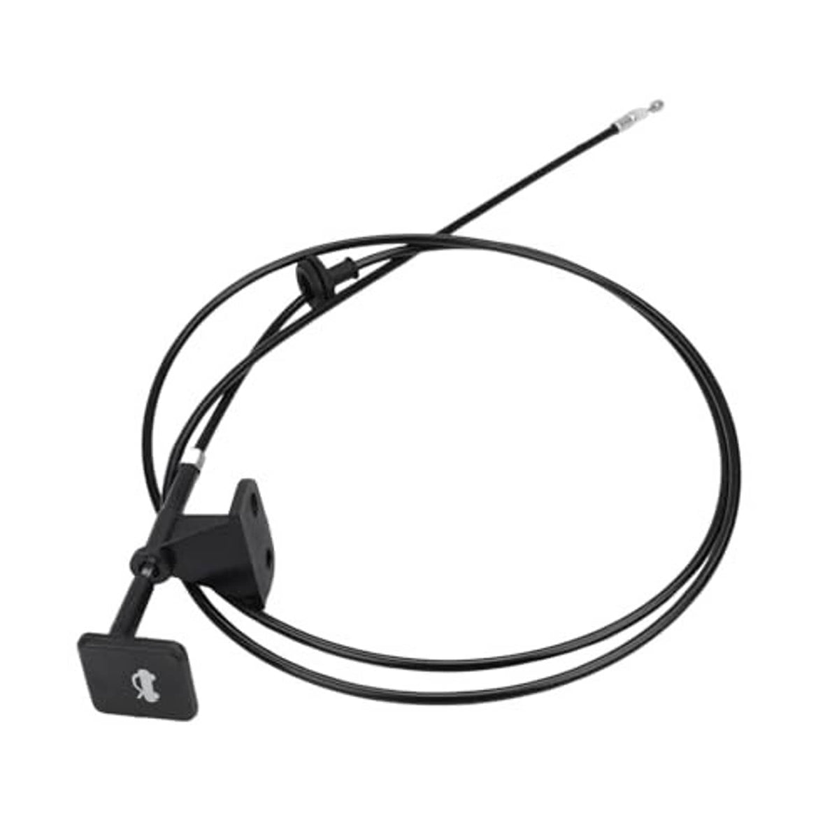 Hood latch release cable with black latch handle and braided black wire